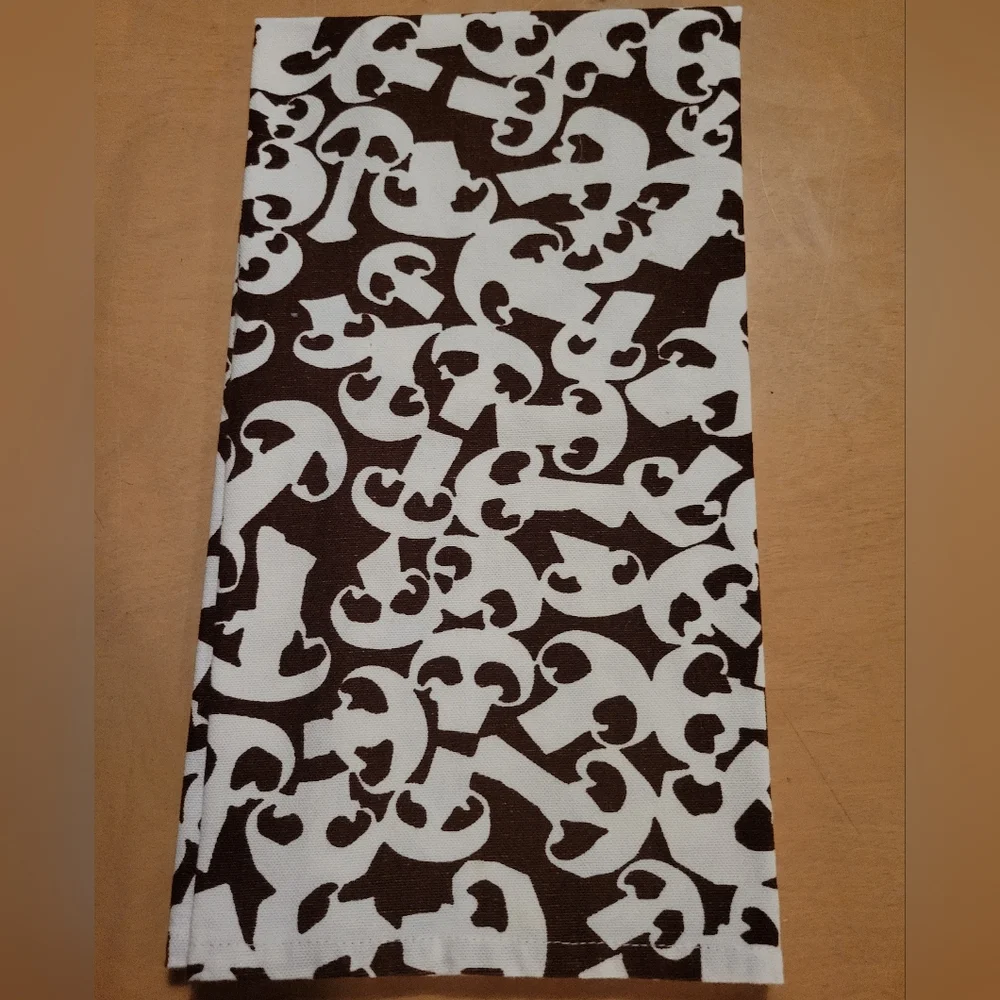 Crate & Barrel Brown & White Mushroom Dishtowel